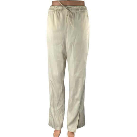 Zara Women's Beige Cream High Waisted Drawstring Flare Trousers Pants Size S - Picture 1 of 4
